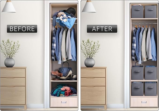 Sorbus Fabric Storage Cubes - 6 Foldable Storage Bins for Organizing Pantry, Cubbies, Toy Box - Clothes Storage & Closet Organizer - 13 Inch Collapsible Cube Baskets for Shelves with Handle