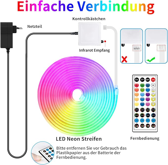132FT Led Neon Rope Lights Control with App/Remote,Flexible Led Rope Lights,Multiple Modes,IP65 Outdoor RGB Neon Lights Waterproof,Music Sync Gaming Led Neon Strip Lights for Bedroom Décor