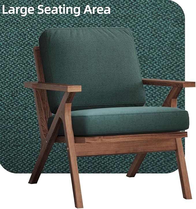 INZOY Mid-Century Modern Accent Chair Set of 2, Breathable Fabric Living Room Chair and Soft Thick Padded Armchair for Living Room Bedroom Reception with Removable Upholstered Cushions, Dark Green