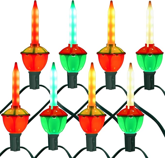 Colorful Christmas Bubble Lights, 8.5Ft Christmas Tree Lights with 9 Colored Bubble Bulbs(1 Spare), E12 Base for Indoor Christmas Tree, Traditional Holiday Home Lighting Decor