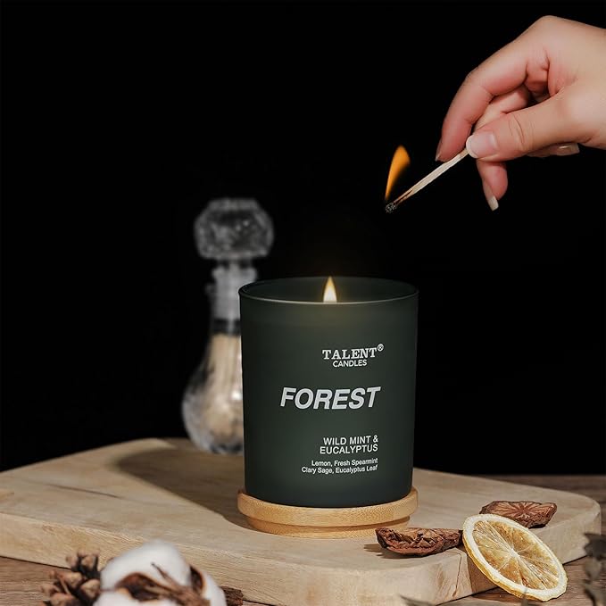 Candles for Home Scented, Natural Soy Wax, Scented Candle Stress Relief and Relaxation, Wild Mint & Eucalyptus, Medium Jar, Ideal for Home and Bedroom Decor