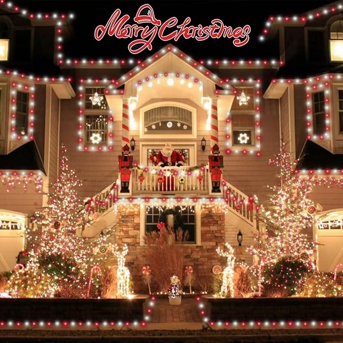 YEGUO 66ft 200 LED Christmas Lights Outdoor Waterproof, 8 Modes Purple String Lights Plug in, Green Wire Twinkle Tree Lights Indoor with Timer Memory