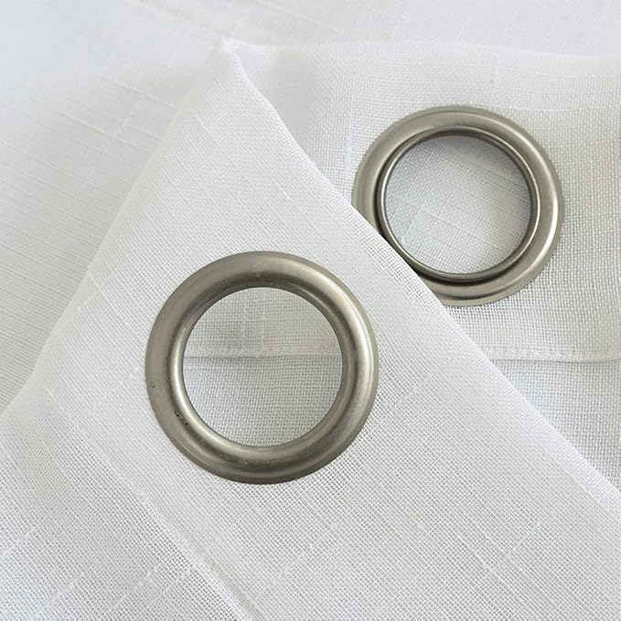 Randall Off White Linen Sheer Curtain Panel 72" Long Open Weave Faux Linen Window Treament Drape for Bedroom Farmhouse, Elegant Nickel Grommet Top, Sets of 2, 54x72 Inch
