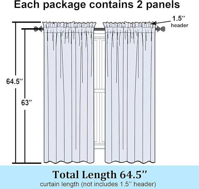 Simplebrand Blush Pink Sheer Curtains 63 Inch Length 2 Panels, Light Filtering Semi Sheer Curtains for Bedroom, Geometric Jacquard Clip Textured Window Semi Sheer Curtains Drapes, 42Wx63L Inches