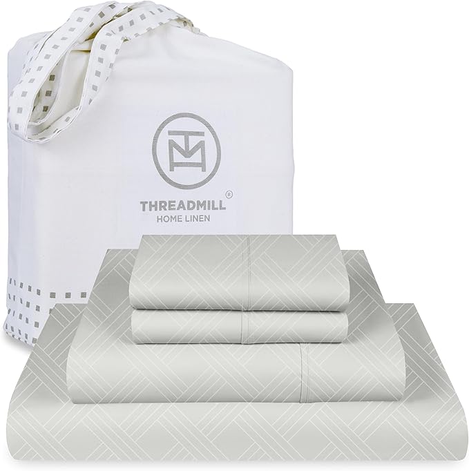 Celine King Size Sheets for King Mattress | 800 Thread Count Jacquard Light Grey | Better Than Egyptian Cotton | 4 Pc Bed Sheets | Damask Sheets Fits 16'' Deep Pocket | 100% Cotton