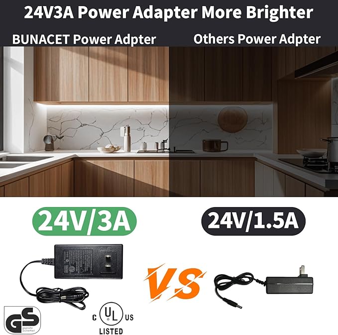 COB LED Strip Light 40ft/12m (1 Roll) Cool White 6500K High Lumen CRI 90+ with UL Listed Power Adapter RF Remote for Bedroom Counter Under Cabinet Kitchen Projects