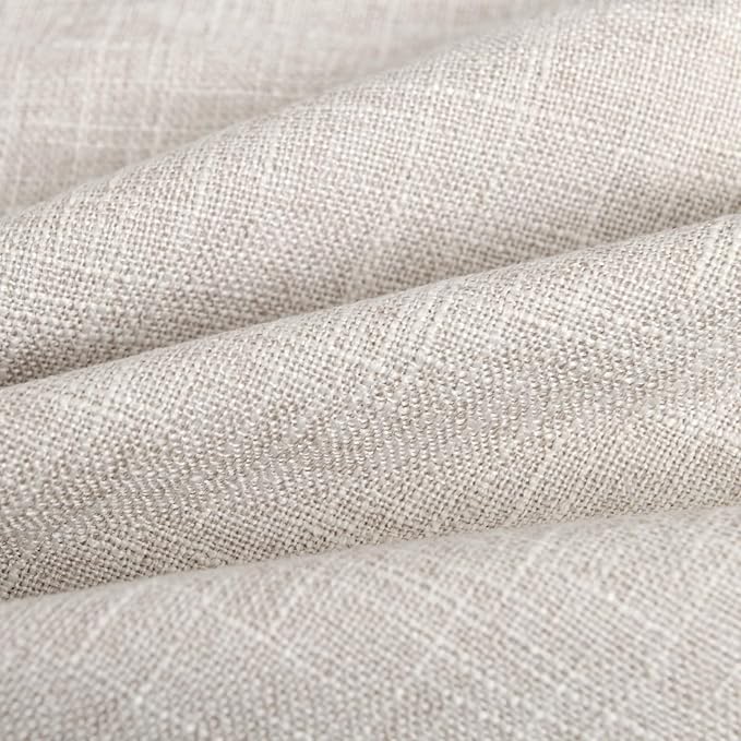 JIUZHEN Natural Beige 20x20 Inch Faux Linen Pillow Covers Set of 2, Neutral Farmhouse Cushion Covers for Sofa Bed, Washed Textured Zippered Pillowcase