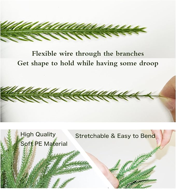 9FT Christmas Garland Real Touch Norfolk Pine Garland Faux Realistic Greenery Garland with Pine Cones and Berries for Mantle Fireplace Stairs Indoor Outdoor Decoration