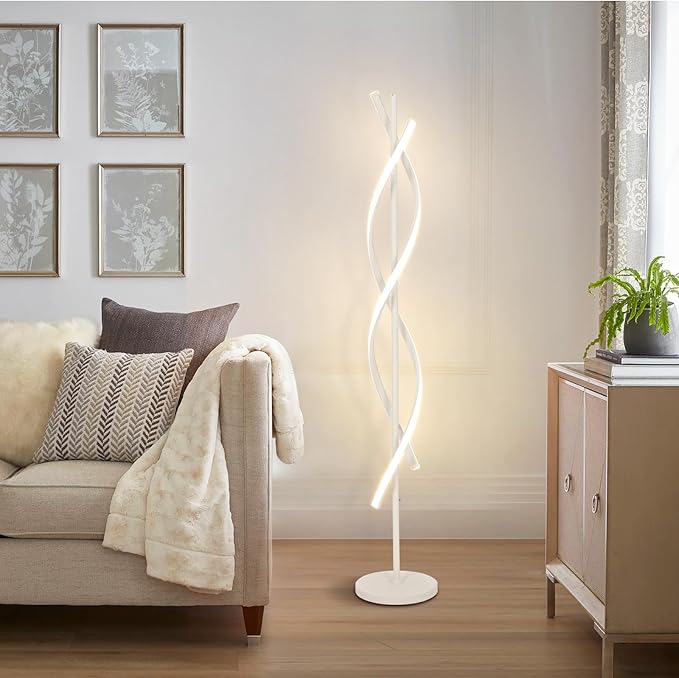 ADISUN 40W Modern Floor Lamp with Remote 60 inch Dimmable Floor Lamp for Bedroom Standing Lamp LED Floor Lamps for Living Room Dining Rooms Home Offices Lighting (White)