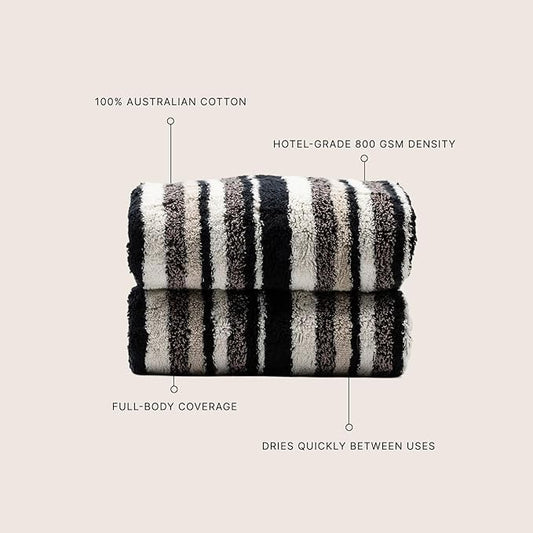 Italic Ultraplush 100% Australian Cotton Bath Sheets - Set of 2 Luxury Extra Large Heavy Duty Bath Sheets, 800GSM Plush and Absorbent Bath Sheets for Hotels, Bath & Spa (Stripe Multi-Color)