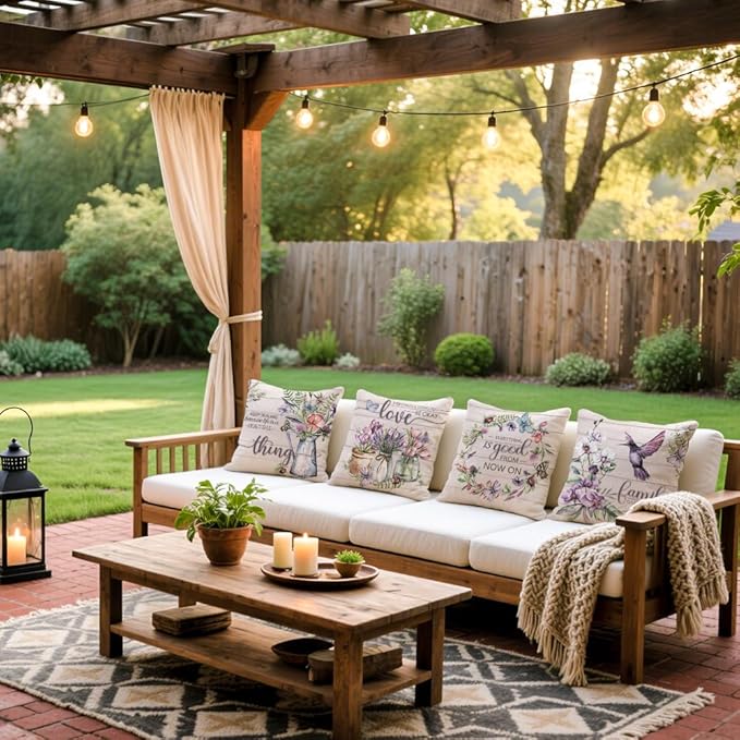 Cirzone Waterproof Outdoor Pillow Covers 18x18 Inch Set of 4 Summer Spring Floral Throw Pillow Covers Spring Outdoor Decor for Patio Furniture Garden Sofa