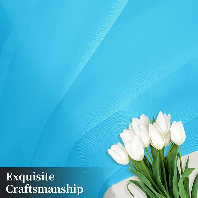 Sheer Curtains 45 Inches Long 2 Panels, Rod Pocket Short Curtain for Kitchen, Bedroom, Cafe Window(Cyan Blue 38" W x 45" L)