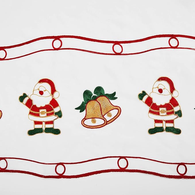 Deconovo Christmas Kitchen Tier Curtains, Embroidered Cafe Tiers, Semi Sheer Window Treatment with Rod Pocket, Light Filtering for Small Windows, Door & Sink Areas, 28W x 24L, Santa Claus, 2 Panels