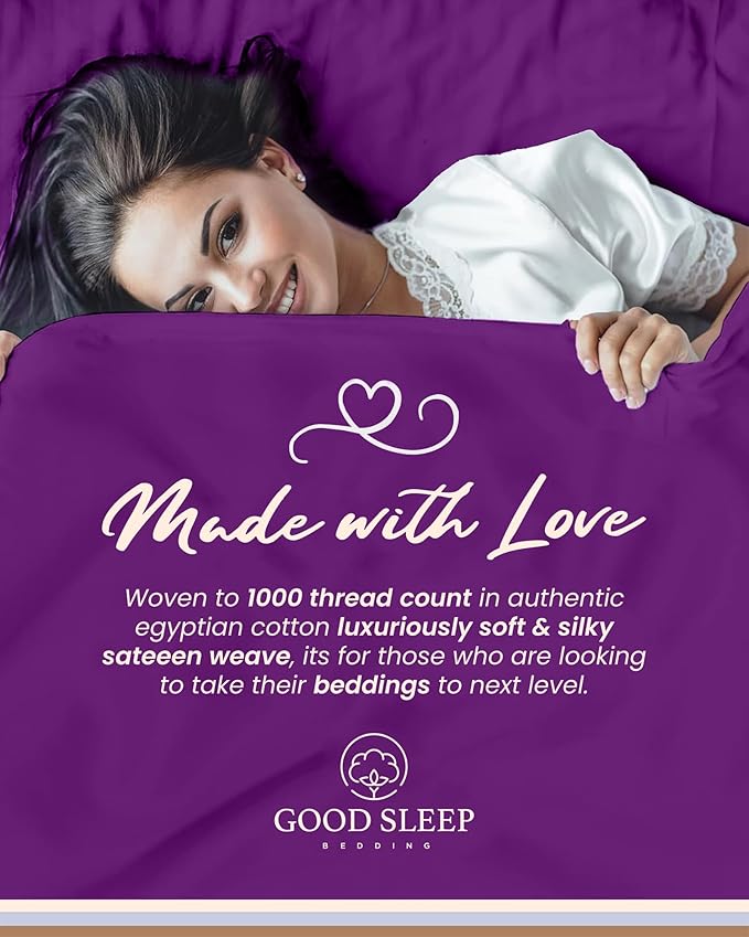 Good Sleep Bedding Cal King Sheet Set - 100% Egyptian Cotton Sheets California King Size, 4Pc, 1000 TC, California King Sheets, Soft, California King Sheet Sets Deep Pocket Fits Upto 16" - Purple