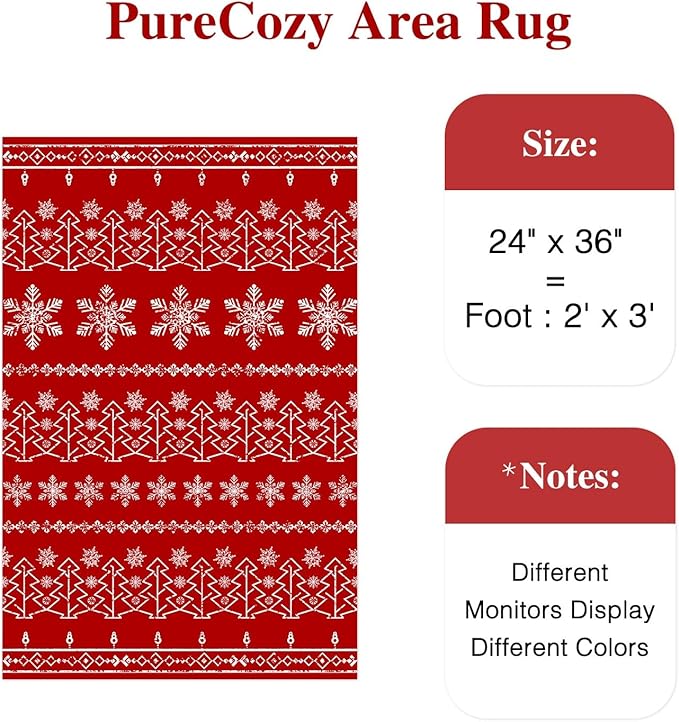 Christmas Area Rug 2x3 Red Washable Entryway Carpet Xmas Snowflake Holiday Decor Doormat Kitchen Decorative Non Slip Soft Low Pile Small Carpet Indoor Throw Rug Bedroom Entrance Bathroom