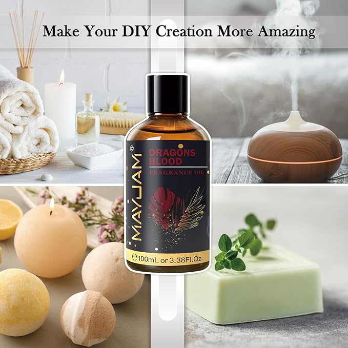 MAYJAM 100ML/3.38FL.OZ Dragons Blood Fragrance Oils with Glass Dropper, Essential Oils for Diffusers for Home, Long Lasting Scented Oils for Diffusers Soap Candle Making