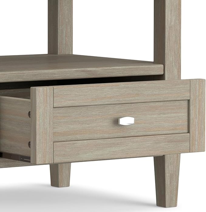 SIMPLIHOME Warm Shaker SOLID WOOD 20 inch Wide Rectangle Transitional End Side Table in Distressed Grey for the Living Room and Bedroom