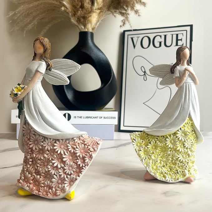 Sunflower Angel Figurines Home Decor, Encouragement Anniversary Retirement Gift for Woman, Memorial Bereavement Sympathy Gifts Idea