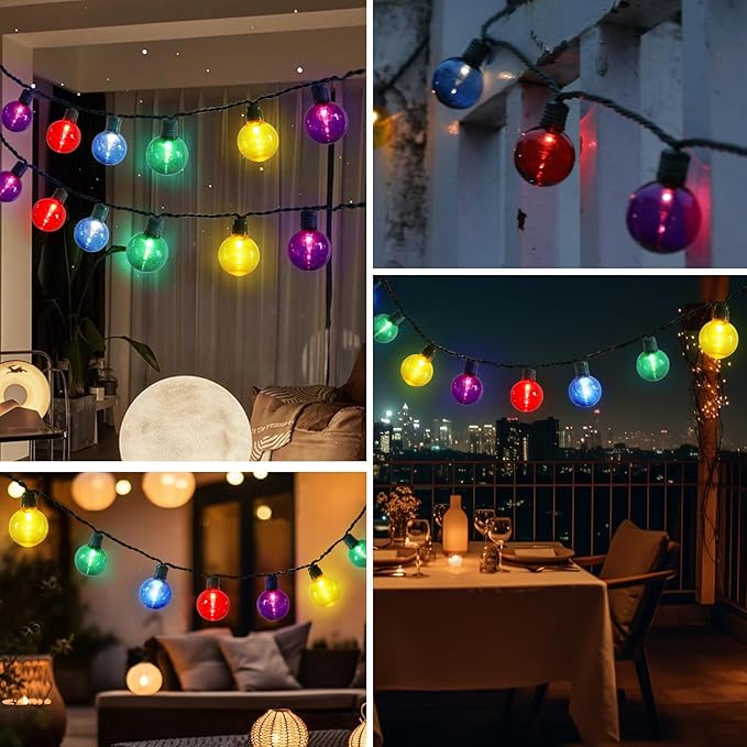 Vigdur Outdoor String Lights 21FT Patio Lights with 35 Shatterproof G40 Plastic Bulbs, Outside Hanging Light Waterproof for Porch Deck Garden Backyard Party