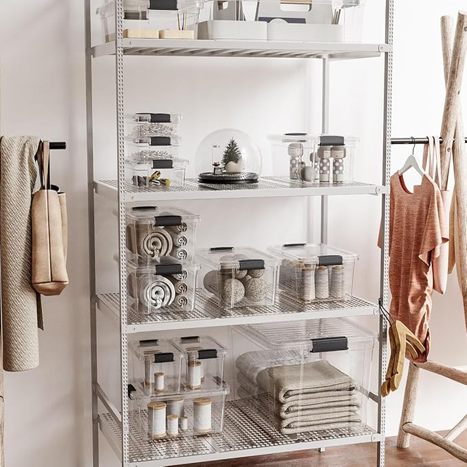 Superio Clear Storage Boxes with Lids, 7.4 Quart BPA Free Plastic Containers, Bins for Organizing, Stackable Crates, Organizer Totes for Home, Office, School, and Dorm