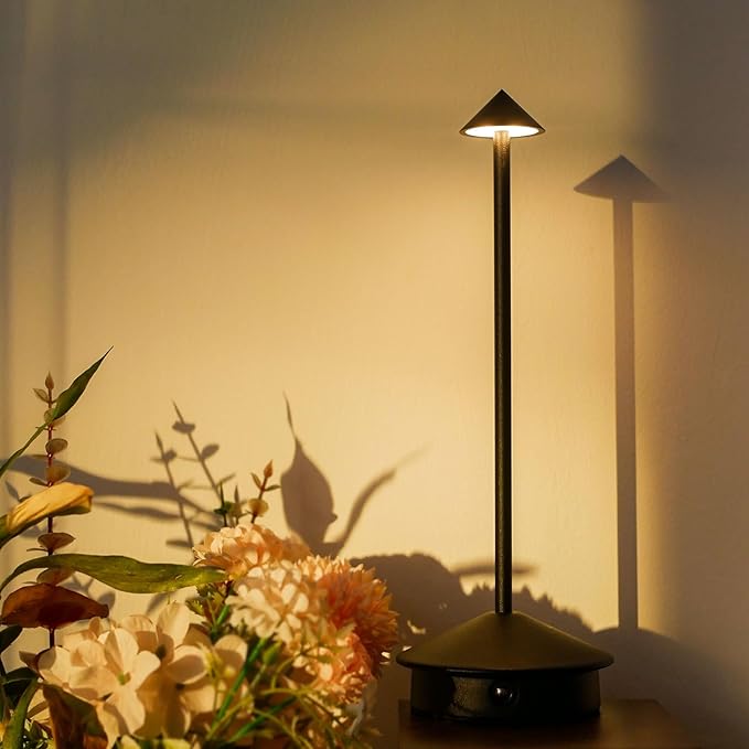 Cordless LED Table Lamp, Rechargeable 5200mAH Battery Operated Lamp for Decor, 3 Color Stepless Dimming Desk Lamps, for Restaurant, Bedroom, Outdoor Camping, Coffee Shop, Night Light