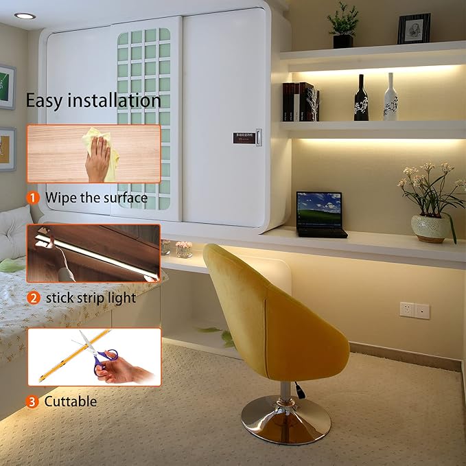 LED Strip Lights 32.8FT,Dimmable cob led Strip with Adapter and Remote,Superbright 24V led Tape,CRI90+,2700K Warm White led Strips,Indoor Perfect for Cabinet,Room,Kitchen,TV,Mirror