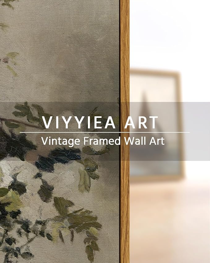 VIYYIEA Vintage Floral Large Framed Wall Art, Flowers and Lemons Paingtings Decor Aesthetic, 24x36 Inch Canvas Print Artwork, Farm Still Life Wall Pictures for Bedroom Living Room