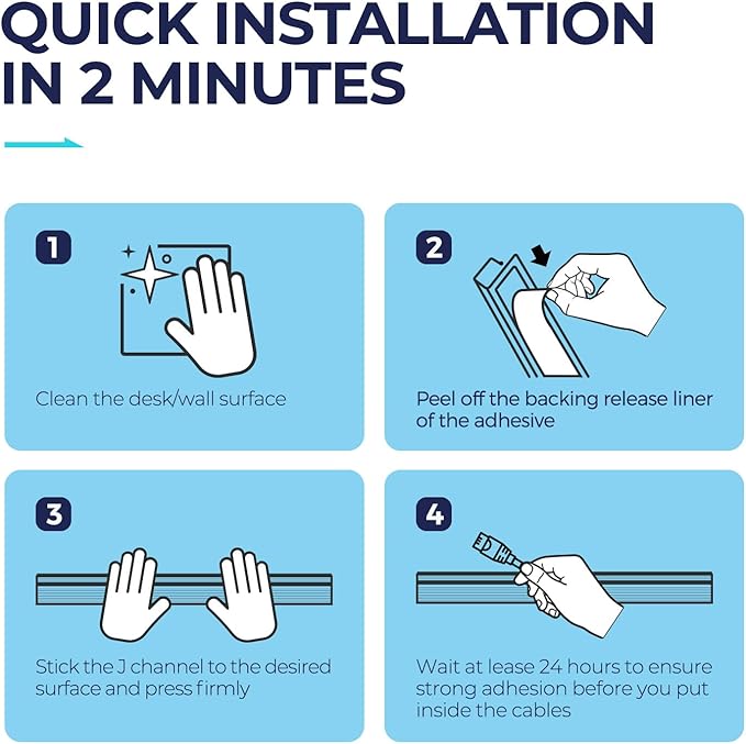 Delamu 2 Pack Under Desk Cable Management, Safe Tidy Cable Management Under Desks for Home Office, Cord Organizer for Desk, Wire Organizer Kit, Beige