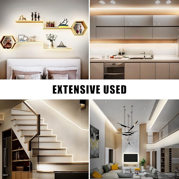 32.8ft 4000K White COB Led Strip Lights with Remote, Dimmable Bright Neutral White COB Light Strip, Indoor COB Led Lights for Kitchen, Room, Cabinet, 2 Rolls of 16.4ft