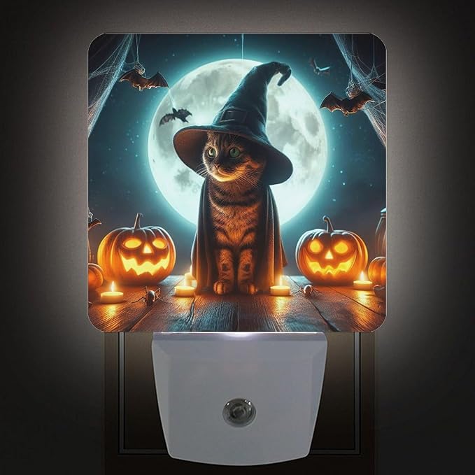 2 Pack Halloween Night Light Plug-in LED Nightlights Auto Sensor Night Lamp Dusk-to-Dawn Lamp Home Decor for Children,Elderly People Bedroom