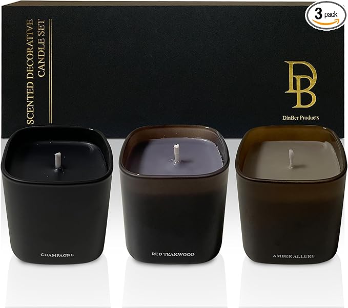 Candle Gift Set β 3 Scented Soy Candles, Clean Burn 50+ Hrs β Flower-Inspired Scents: Amber, Red Tea Wood, Champagne β Bulk Set for Women Giftset, 9.8oz Each, Gift Idea for Women, Home Decor, Birthday