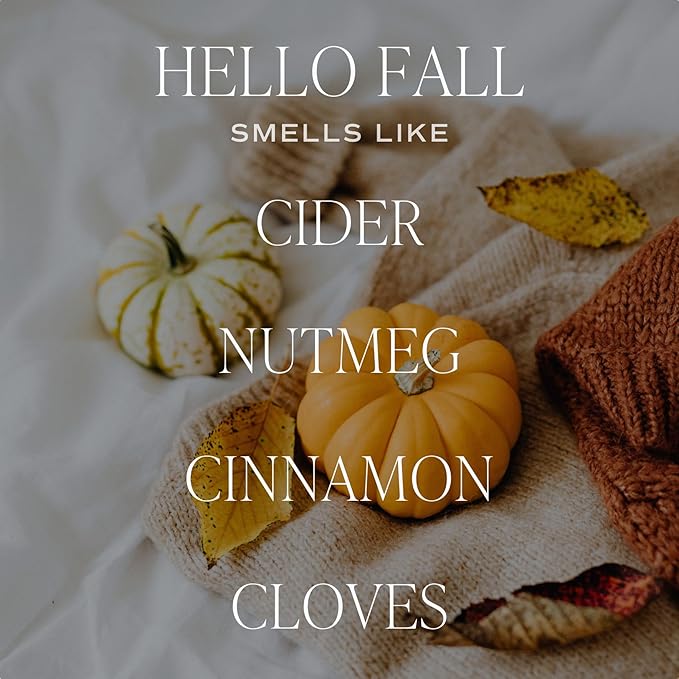 Sweet Water Decor Hello Fall Candle, Large 15oz Jar, Non-Toxic Soy Blend Wax Scented with Apple Cider & Spice, Long-Lasting Autumn Candle, Fall, Halloween & Thanksgiving Gift for Women, 70+ Hour Burn
