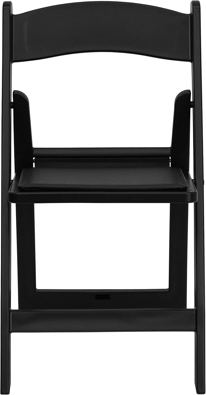 EMMA + OLIVER Folding Chair - Black Resin – 2 Pack 800LB Weight Capacity Comfortable Event Chair - Light Weight Folding Chair
