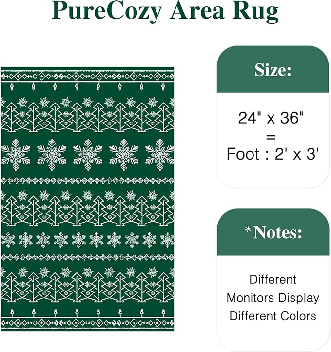 Christmas Green Area Rug 2x3 Washable Entryway Carpet Xmas Snowflake Holiday Decor Doormat Kitchen Decorative Non Slip Soft Low Pile Small Carpet Indoor Throw Rug Bedroom Entrance Bathroom