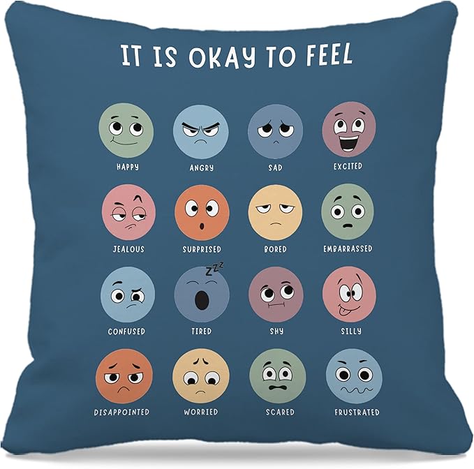 Nogrit Counseling Office Must Haves Pillow Cover, Calming Corner, Mental Health Pillowcase Decor for Home Kids,Mental Health Counselor Gifts, Calming Corner Pillow Covers 18x18 Army Blue