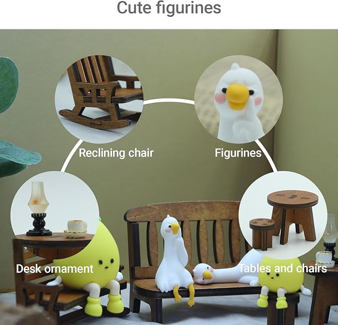 Miniature Ducks Figurines Statue, Adorable Ducks Collectibles Mini Sculpture for Shelf Desk and Bedroom Decor, Cute Home Decorations and Gifts (Sitting Posture Duck)