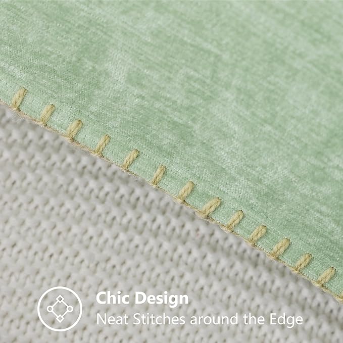 decorUhome Christmas Chenille Soft Throw Pillow Covers 26x26 Set of 2, Farmhouse Velvet Neutral Decorative Euro Pillow Covers with Stitched Edge for Couch Sofa Bed Home Decor, Sage Green