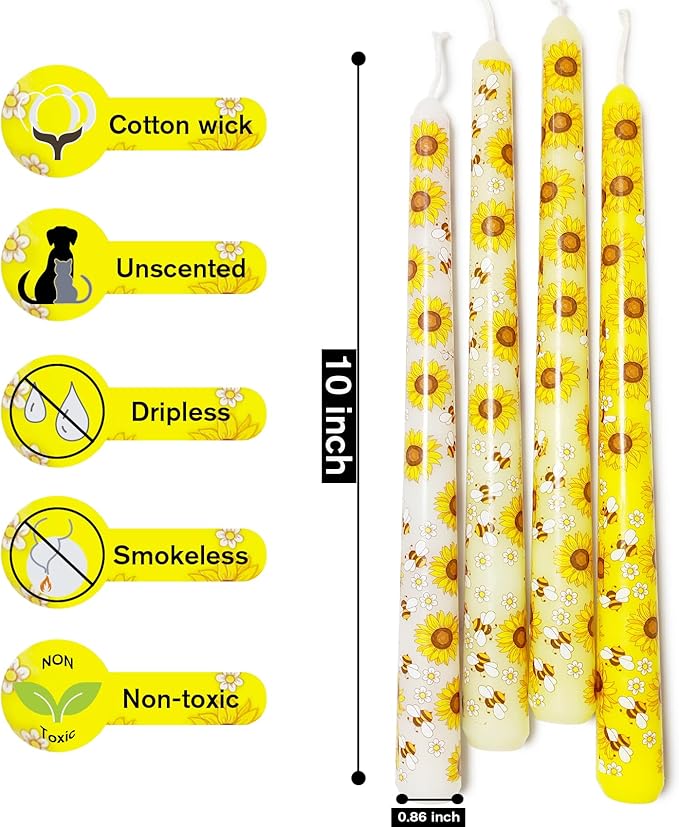 10 Inch Bee Taper Candles Long Tapered Candlesticks for Baby Shower Bee Themed Party Supplies What Will It Bee Gender Reveal Decorations