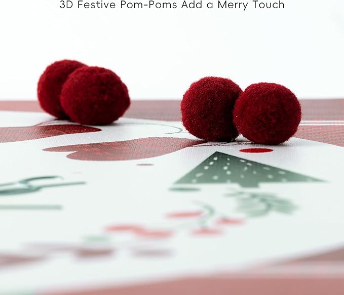 ArtbyHannah Christmas Canvas Wall Art Decor, 3D Textured & Holly Red Berry Wall Decor with Red & Green Plaid Prints for Home Kitchen Dining Party Bathroom Winter Holiday Xmas Decorations (16x16 inch)