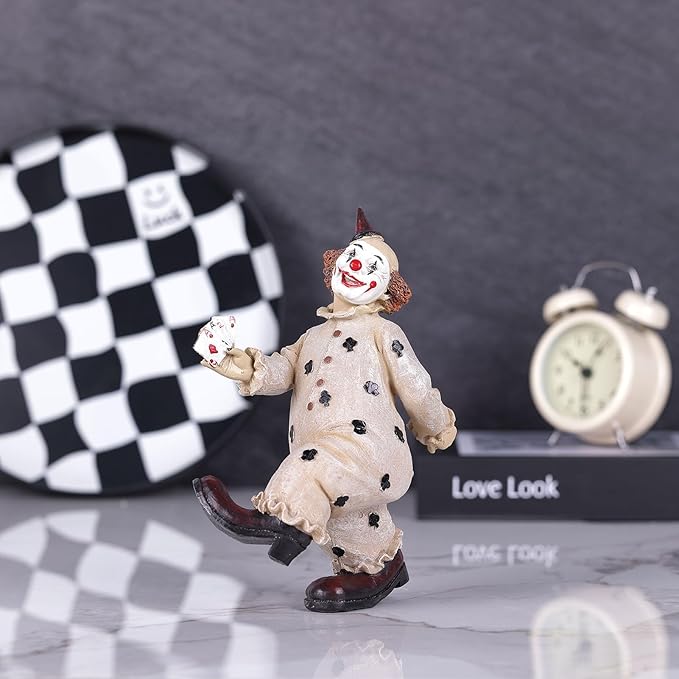 orenm Creative Clown Circus Statues,Interesting Home Decor Resin Sculpture,Handmade Crafts Collectible Art Figures Decor Ornament,Christmas,Parties and Events Desktop Decor (Poker)