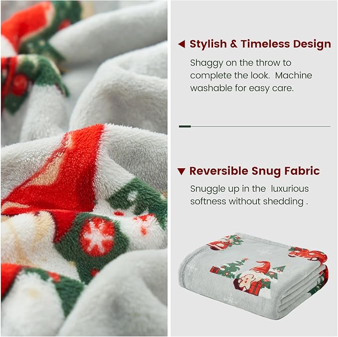 Cozy Bliss Gnome Throw Blanket Christmas Blanket Warm Plush Throw Blanket,Ultra Soft Cozy Blanket for Couch,Sofa and Bed(Xmas Gnome in Truck,50"x60")