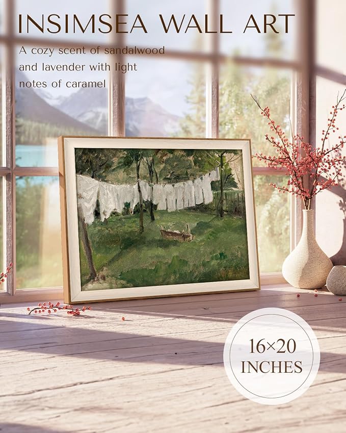 InSimSea Framed Canvas Wall Art for Living Room,Vintage Laundry Room Art Print, Antique Oil Painting, Country Landscape Vintage Wall Art Canvas,For Living Room, Bedroom, Office,Gallery 16x20In