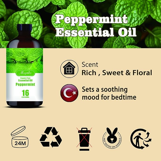 Peppermint Essential Oil-Peppermint Fragrance Oil 16.33oz (490ml)-100% Pure Natural Scent for Diffusers, Candles, Soap Making & Aromatherapy-Relaxing Home & Gift Essential Oil for Bath, Massage