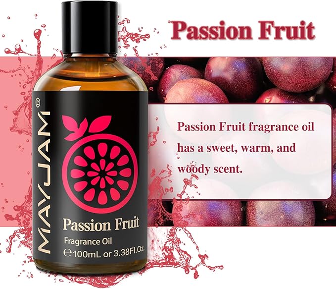 MAYJAM 100ML/3.38FL.OZ Passion Fruit Fragrance Oils with Glass Dropper, Essential Oils for Diffusers for Home, Long Lasting Scented Oils for Diffusers Soap Candle Making