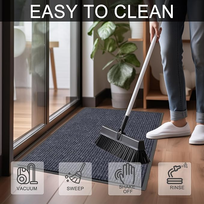 CHICHIC 3'x5' Indoor Outdoor Heavy Duty Door mat, Welcome Front Door Mat for Home Entrance, Super Water Absorbent Large Commercial Floor Mats, Non Slip Rubber Back Entryway Rugs for Garage (Grey)