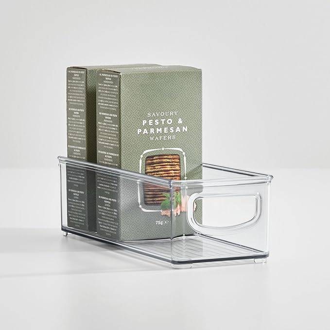 iDesign Fridge Storage Bin Set - Includes Bins with Handles and Water Bottle Holder, Set of 8, Clear
