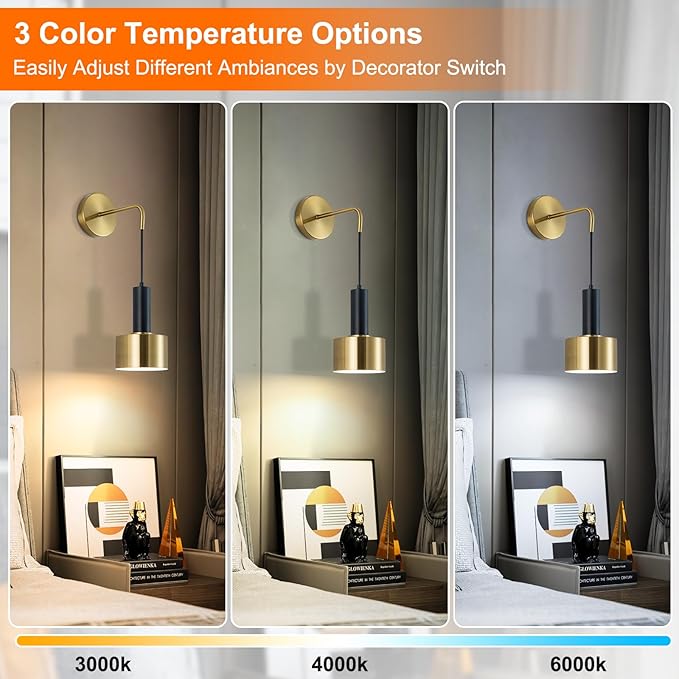 Battery Operated Wall Sconces Set of 2,Black Gold Wireless Sconce Wall Lighting Dimmable Indoor,E26 Base Modern Led Wall Lamp Fixtures for Bedroom Living Room Hallway Corridor Porc