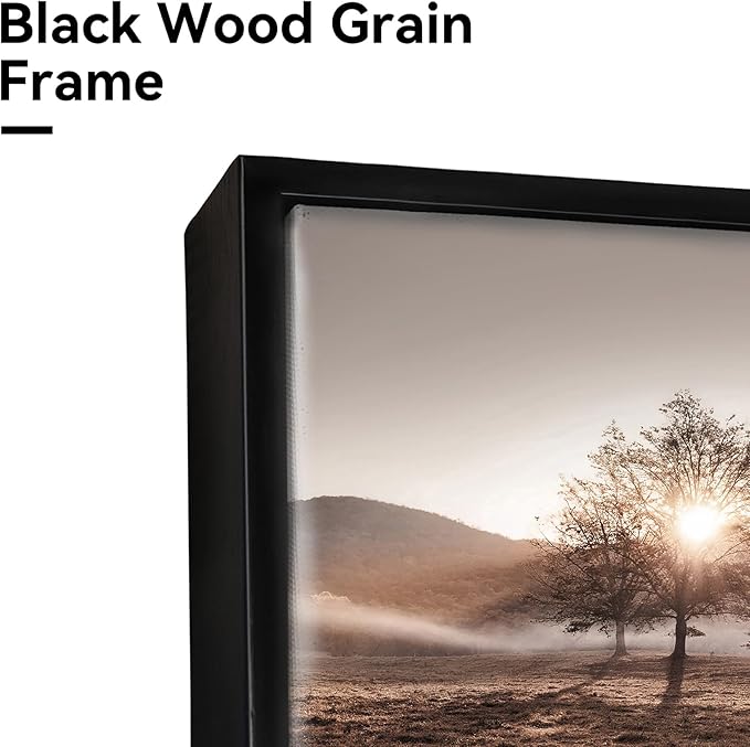 Sunset Landscape Framed Wall Art - Mountain Canvas Picture Forest Nature Artwork Wildness Tree Scenery Prints for Bedroom Living Room