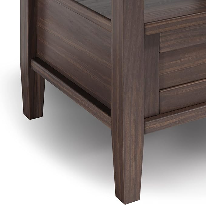 SIMPLIHOME Warm Shaker SOLID WOOD 20 inch Wide Rectangle Transitional End Table in Warm Walnut Brown for the Living Room and Bedroom
