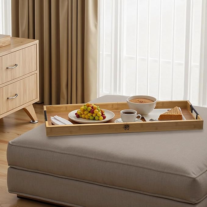 Large Charcuterie Board with Handles, 32 x 12 Inch Foldable Bamboo Serving Cheese Boards - Serving Platter for Meat, Party Appetizers, Outdoor & Fruit